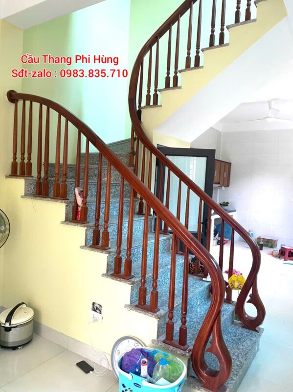 Cầu Thang Gỗ Đẹp Hà Nội . Tay Vịn Cầu Thang Gỗ Lim Nam Phi